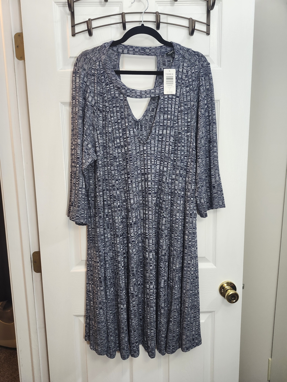 Torrid Blue Patterned Keyhole Midi Dress, Torrid 3 = 3X, NWT
